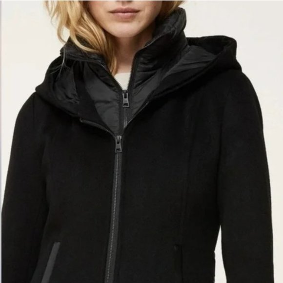 SOIA & KYO - Jessica Mixed Media Women's Coat, Black, XLarge, NWT